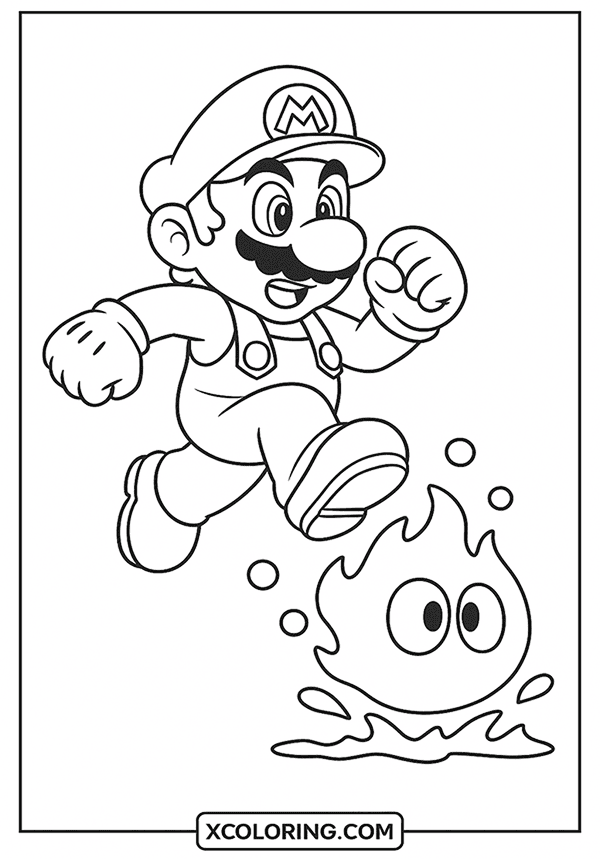 Mario in the Lava Bubble Chase coloring page