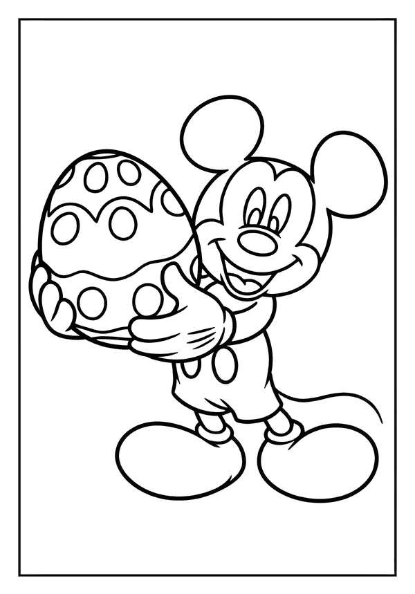 Printable Mickey Mouse With Easter Egg Coloring Sheet