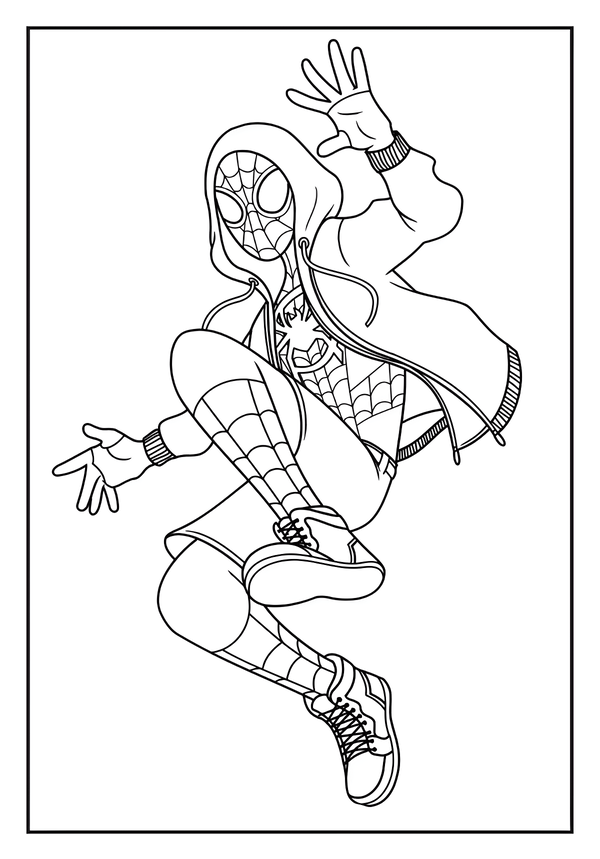 Miles Morales Mid-Air Pose coloring sheet