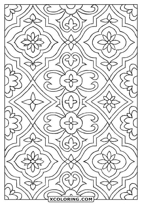 Moroccan Tile Pattern Design coloring sheet