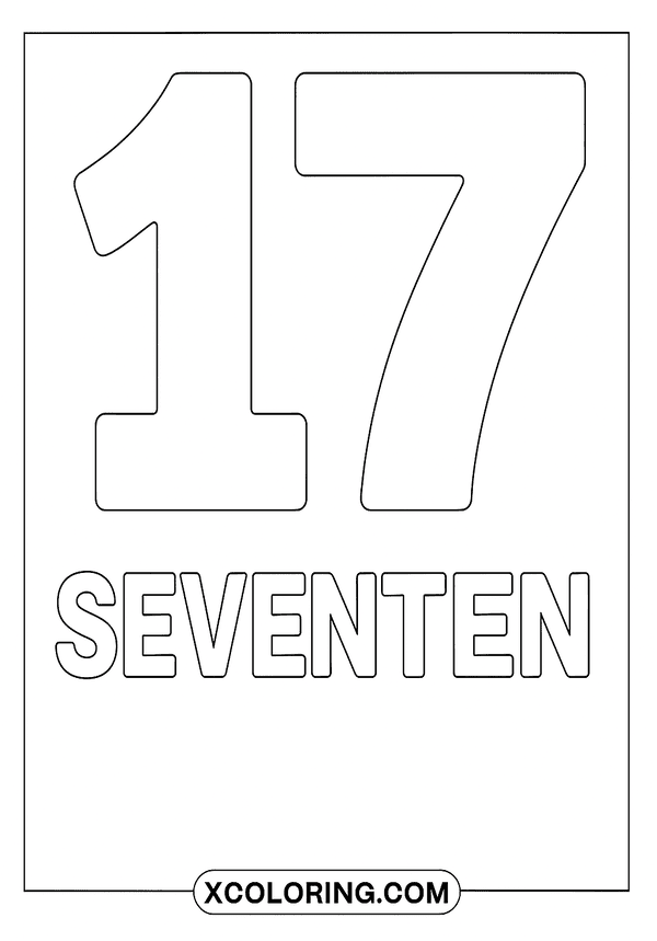 Number Seventeen Color Page coloring page