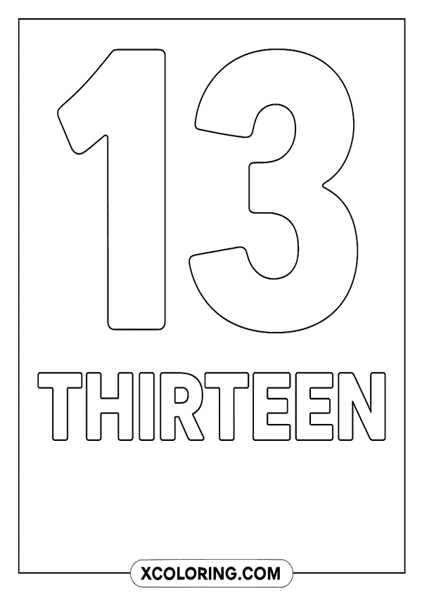 Number Thirteen Art Sheet coloring page