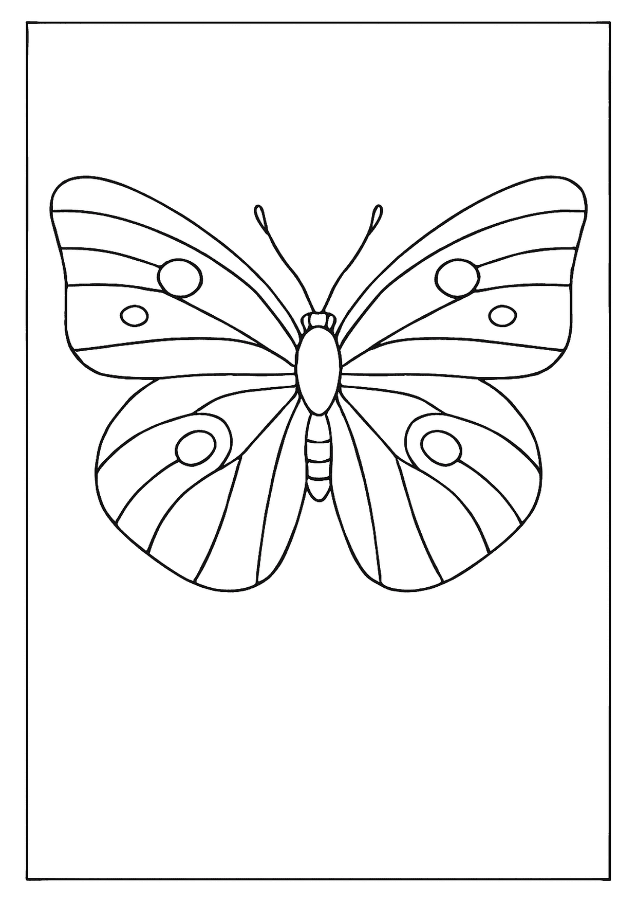 A Simple Butterfly Coloring Page With Big Spots. Easy-to-color Orange Sulphur Insect For Preschoolers.