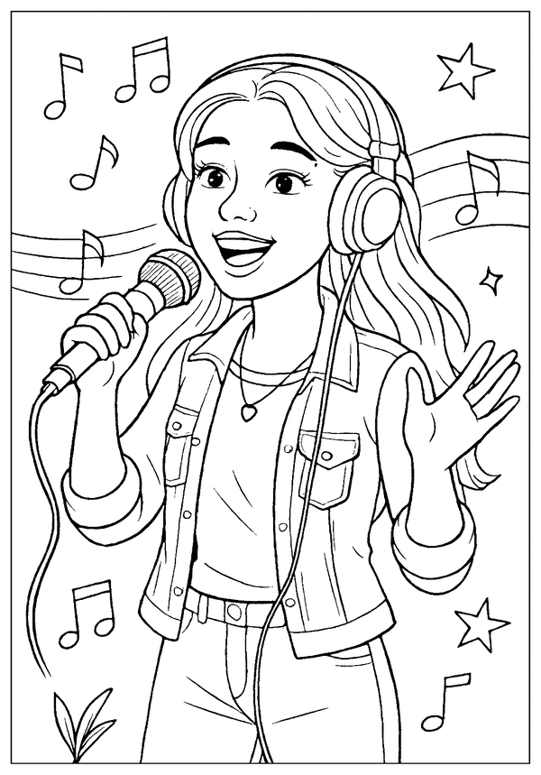 Printable Pop Star Teen Coloring Coloring Sheet