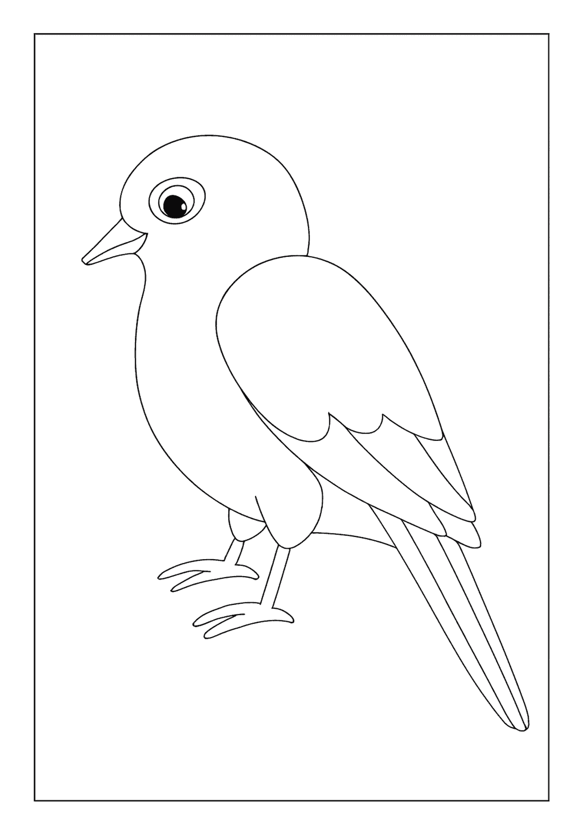 Printable Birds Pictures Drawing Kit A simple bird coloring page featuring a small songbird standing alone.