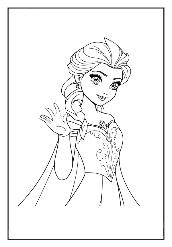 Queen Elsa Friendly Portrait coloring page