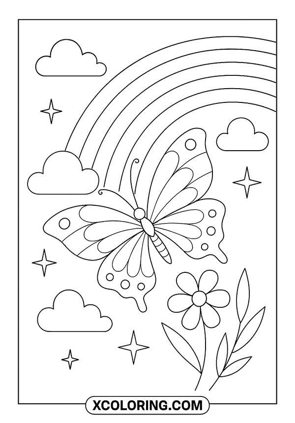 Rainbow Butterfly Coloring Delight coloring sheet