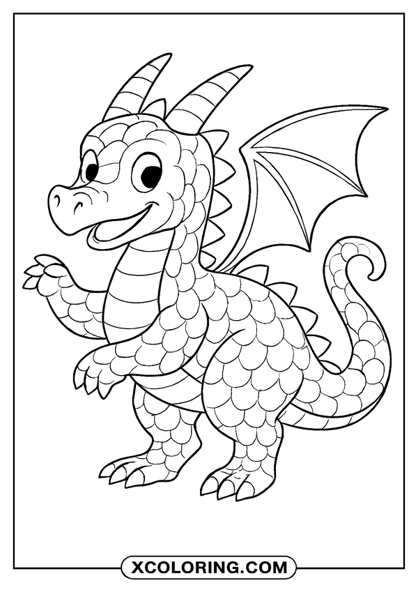 Rainbow Scales on Dragon coloring sheet