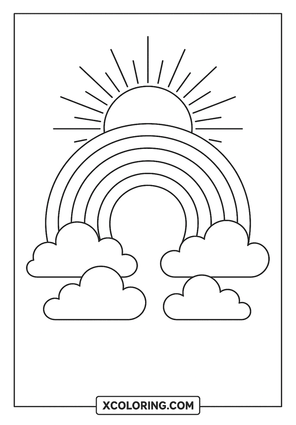 Rainbow With Sunshine Glow coloring page