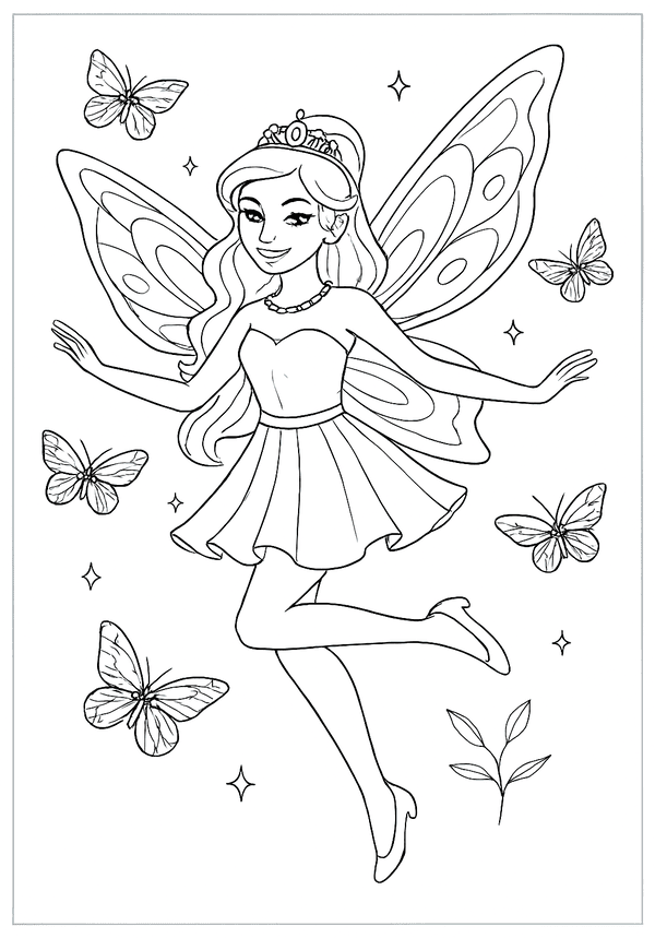 Printable Regal Fairy Printable Sheet Coloring Sheet