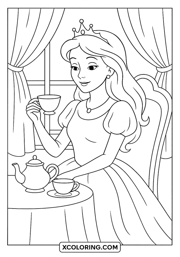 Royal Tea Party Princess coloring page