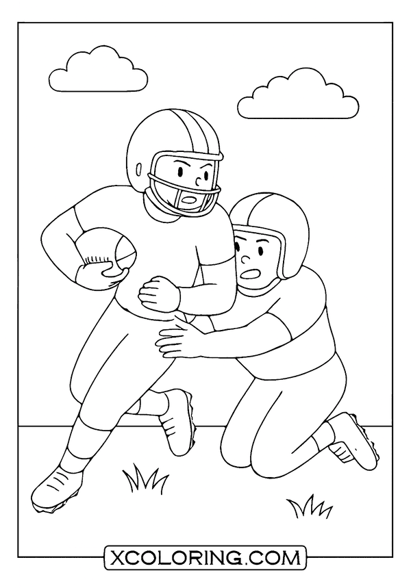 Running back breaking a tackle, an action-packed Football Coloring Page.