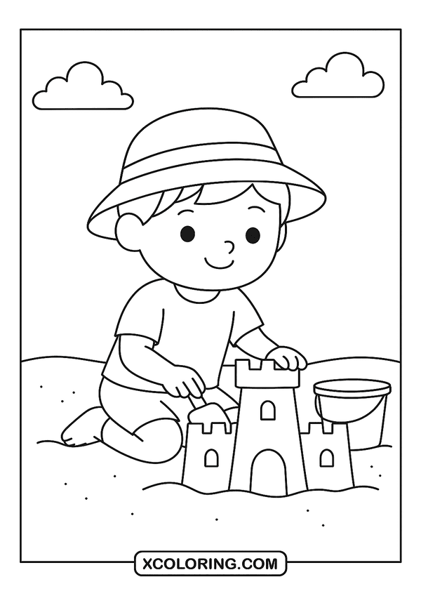 Sandcastle Building for Kids coloring page