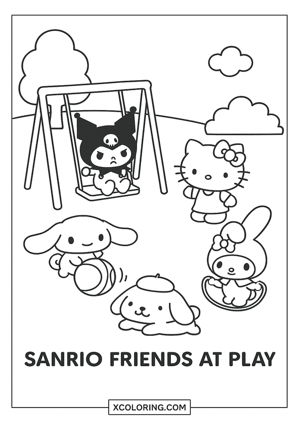 Sanrio Friends at Play coloring page