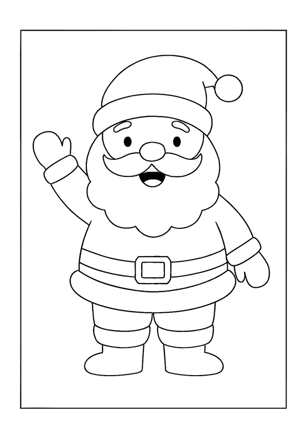 This Santa Claus coloring page shows him with a big, warm smile.