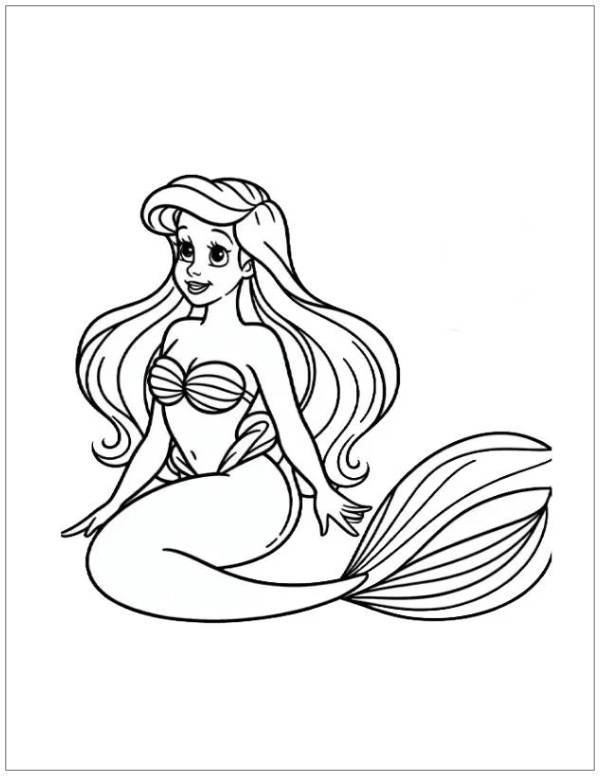 Serene Mermaid Design coloring page