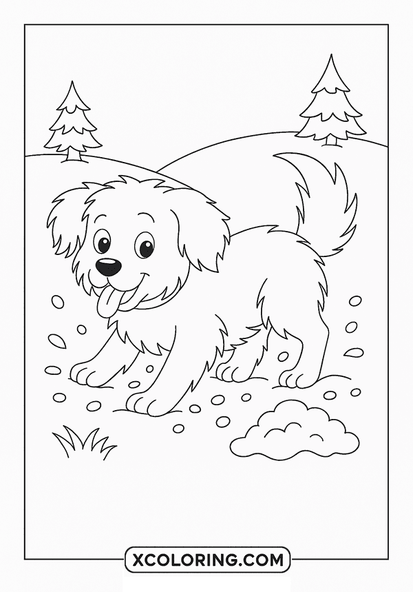 Shaggy Dog In Snow coloring page