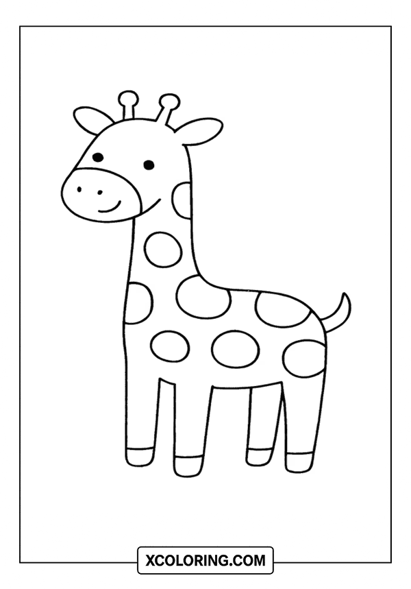 Simple Friendly Giraffe Outline coloring sheet