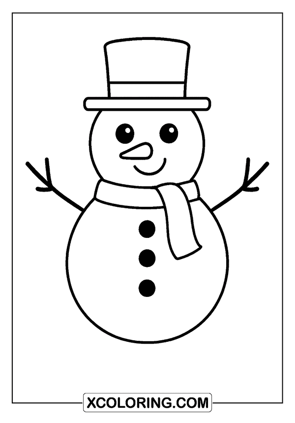 Simple Snowman With Hat coloring page