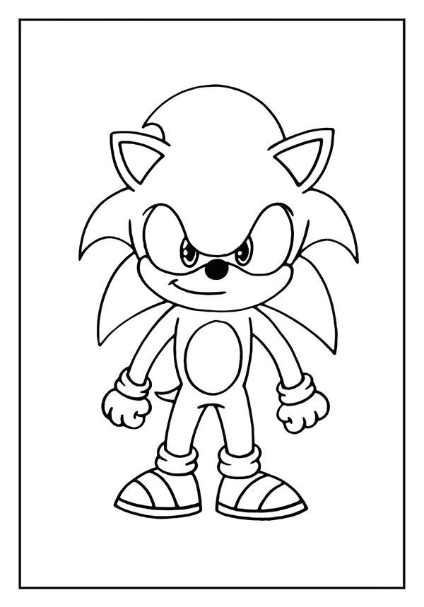 Simple Sonic Coloring Fun Mindful Drawing Sonic the Hedgehog standing with a confident look.
