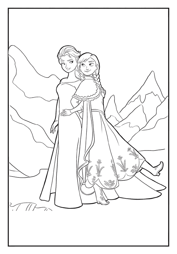 Printable Sisters Sharing Loving Hug Coloring Sheet