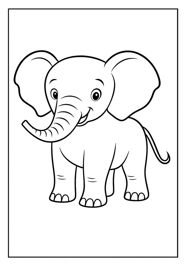 Smiling Adorable Baby Elephant coloring page