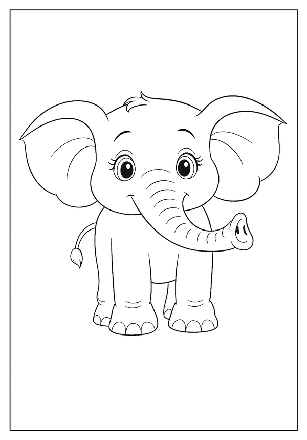 Printable Smiling Baby Elephant Eyes Coloring Sheet