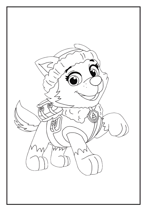 Printable Snow Play With Everest Coloring Sheet