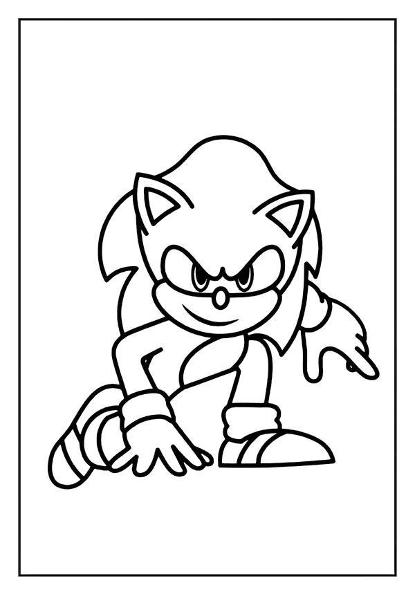 Printable Sonic Crouching Ready Run Coloring Sheet