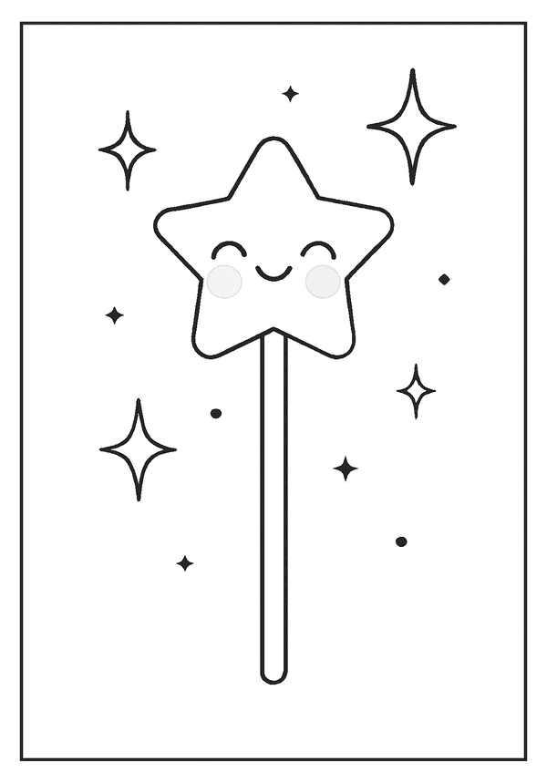 Printable Sparkles From Kawaii Wand Coloring Sheet