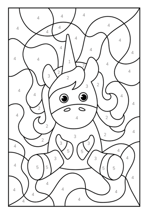 Sparkling Unicorn by Number coloring page