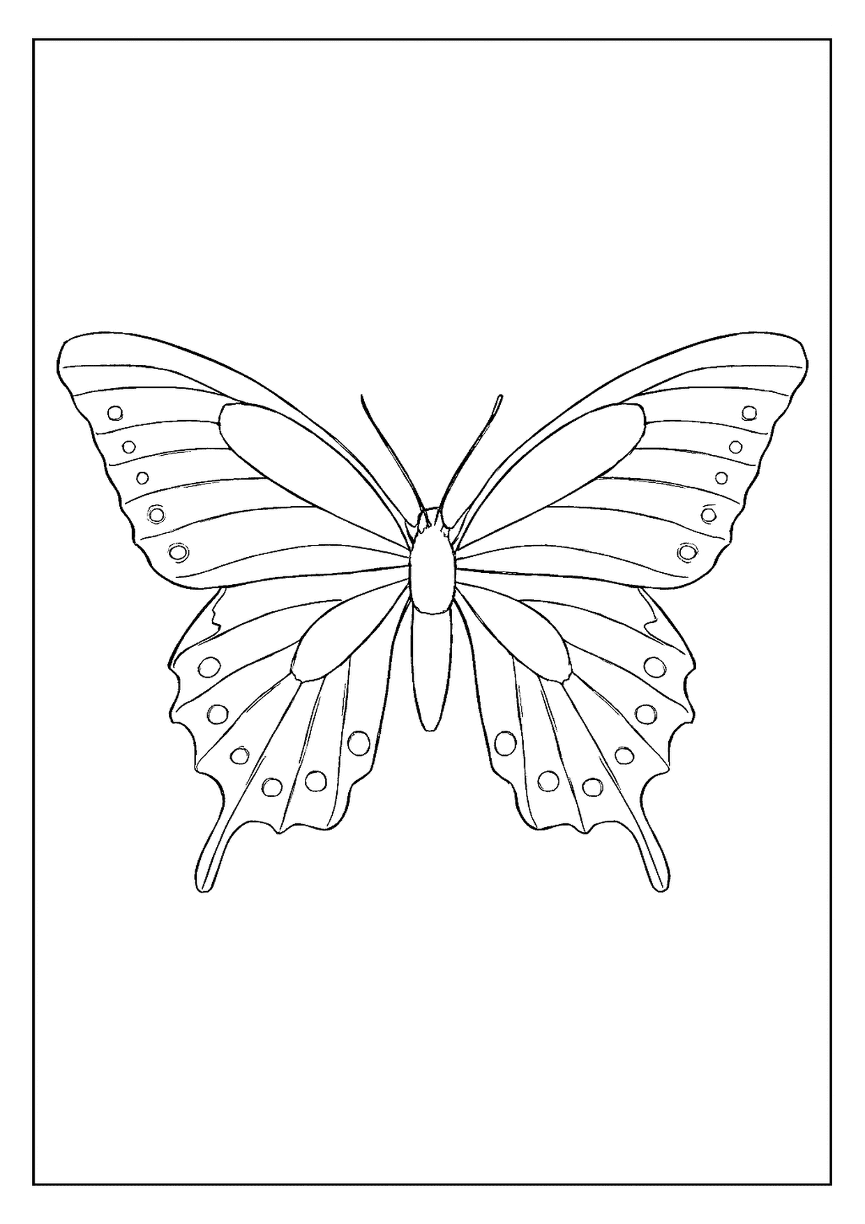 A Flapping Spicebush Swallowtail Butterfly Coloring Page, Centered With Clear, Easy-to-color Segments.