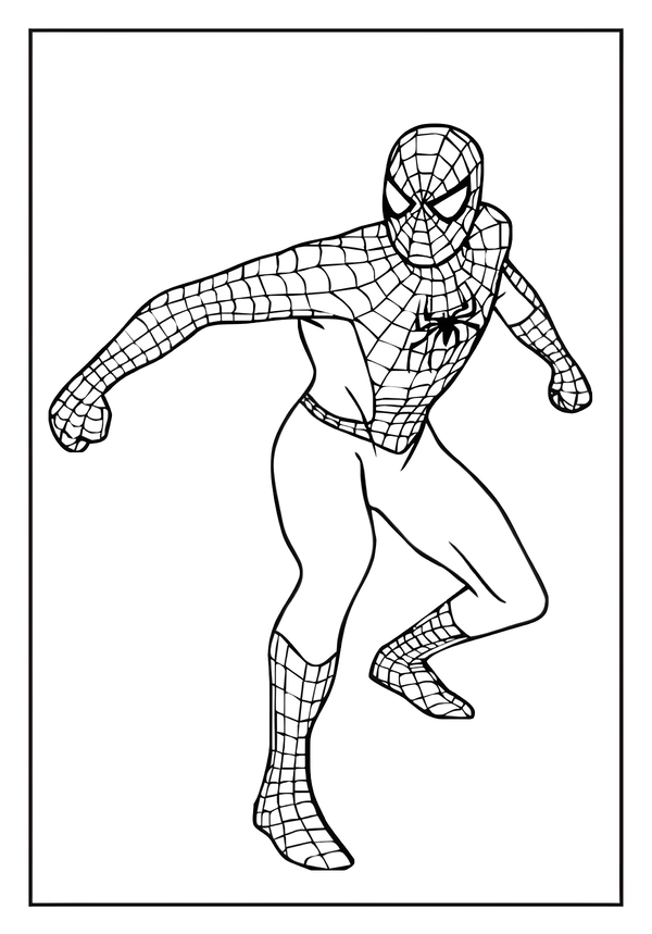 Spider-Man Action Fight Stance coloring sheet