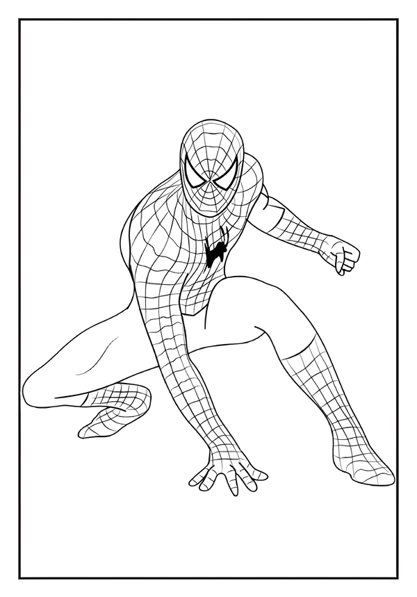 Printable Spider-Man Ready To Leap Coloring Sheet