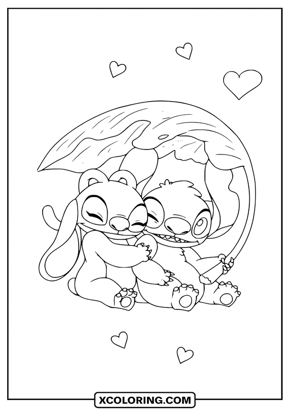 Stitch Angel Sweet Moment coloring page