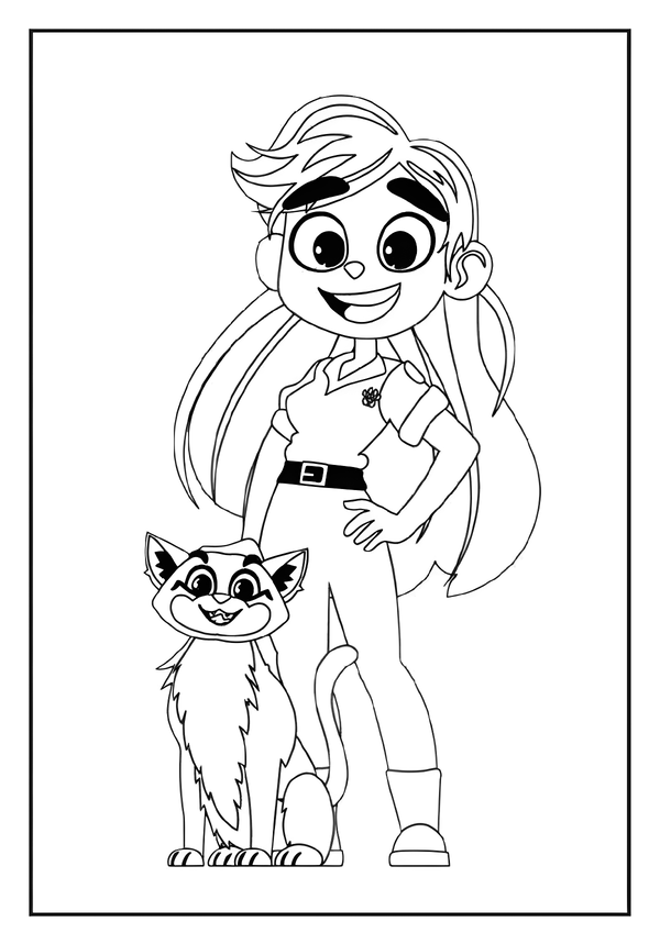 Printable Sweet Girl Cat Moment Coloring Sheet
