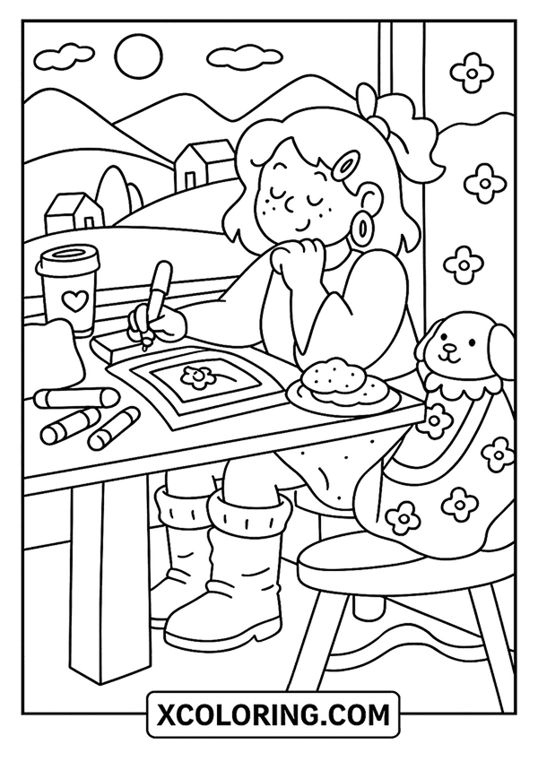 Sweet Puppy Coco Wyo Art Time coloring page