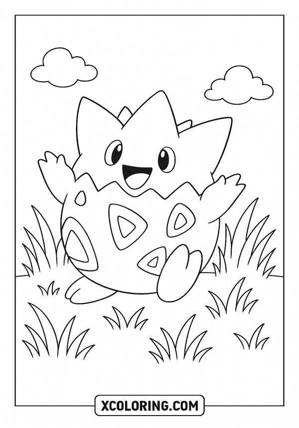 Togepi Playing in Grass coloring page