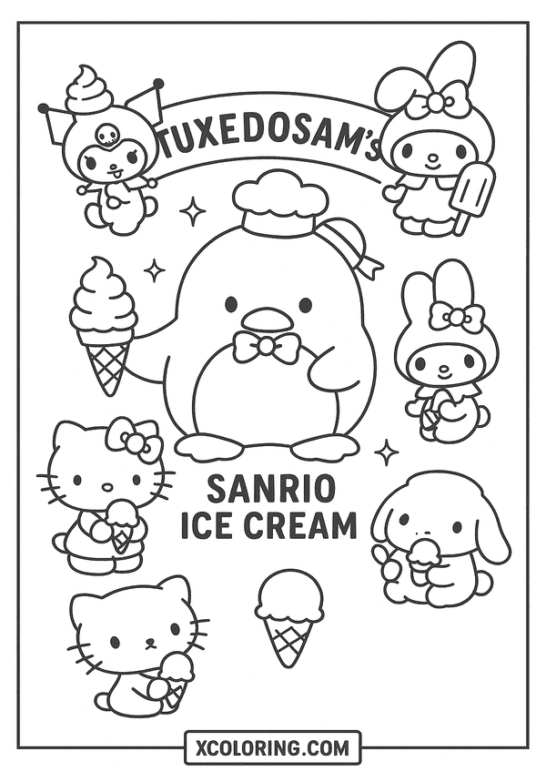 Tuxedosam’s Sanrio Ice Cream coloring page