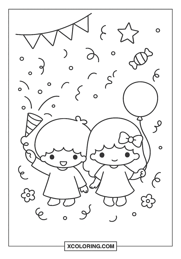 Twin Stars’ Sanrio Celebration coloring page