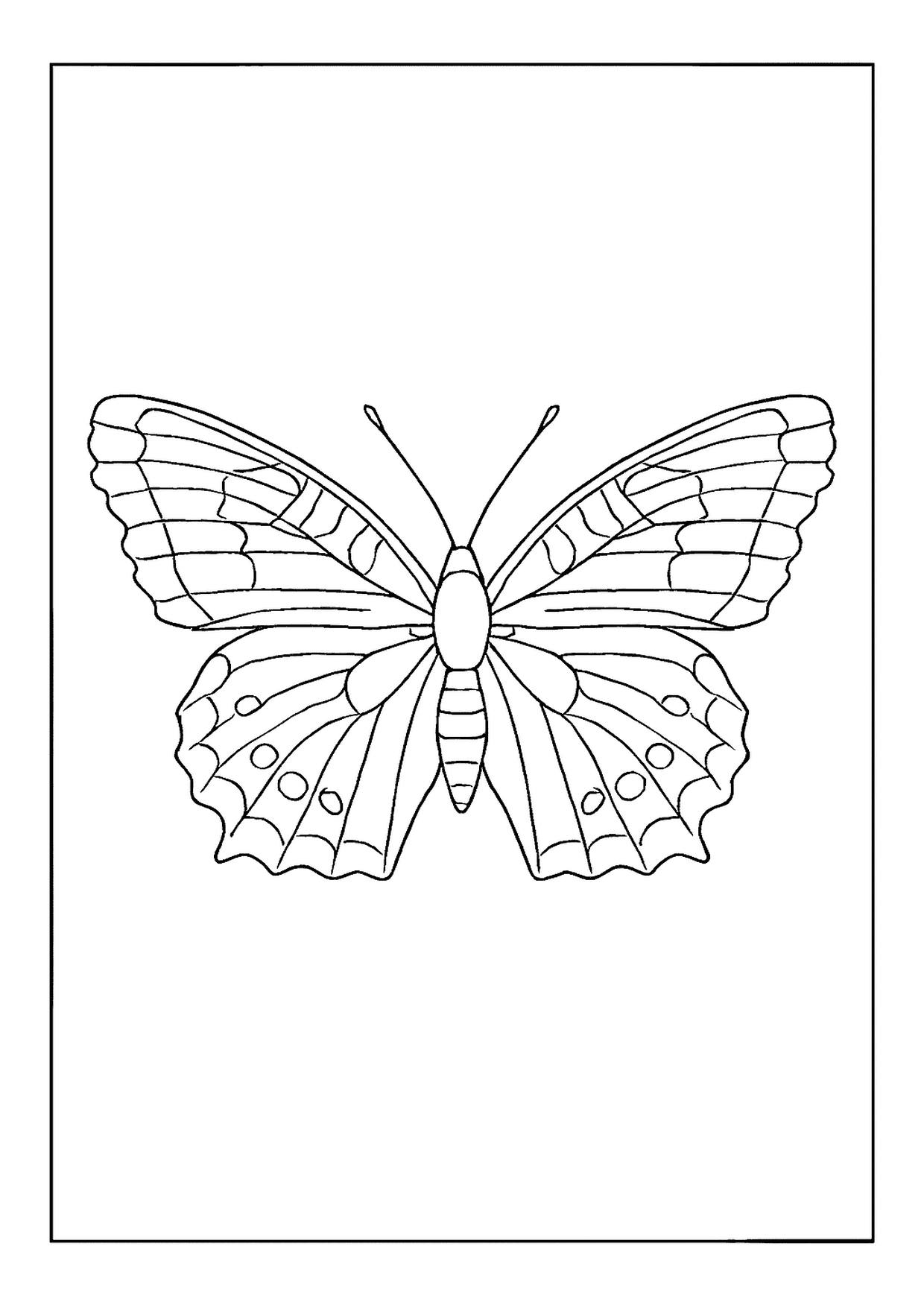 A Spotted Variegated Fritillary Butterfly Coloring Page With Wavy Lines On The Lower Wing Sections.