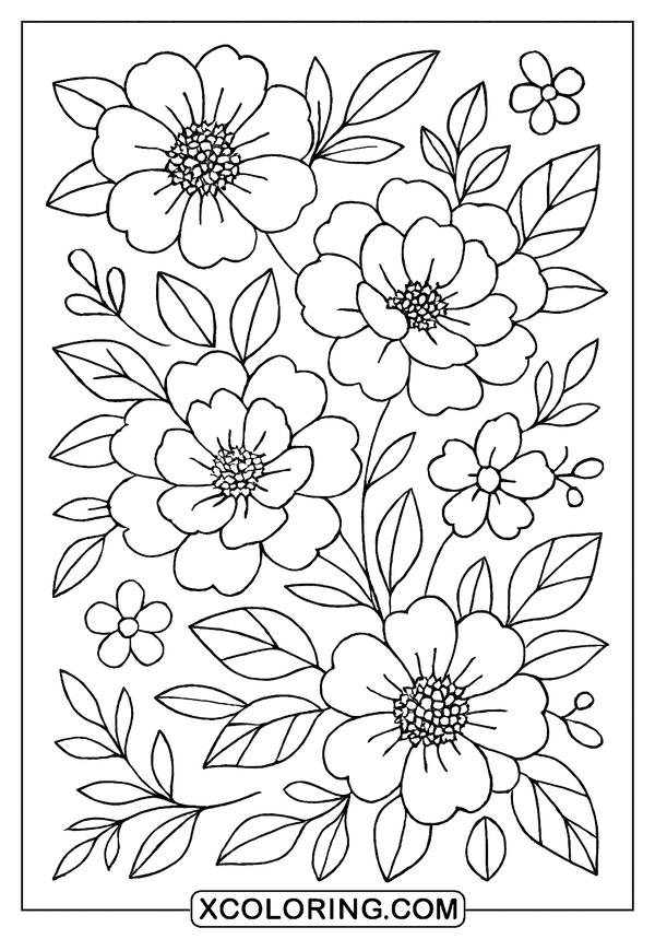 Vintage Flowers Relaxation Sheet coloring page