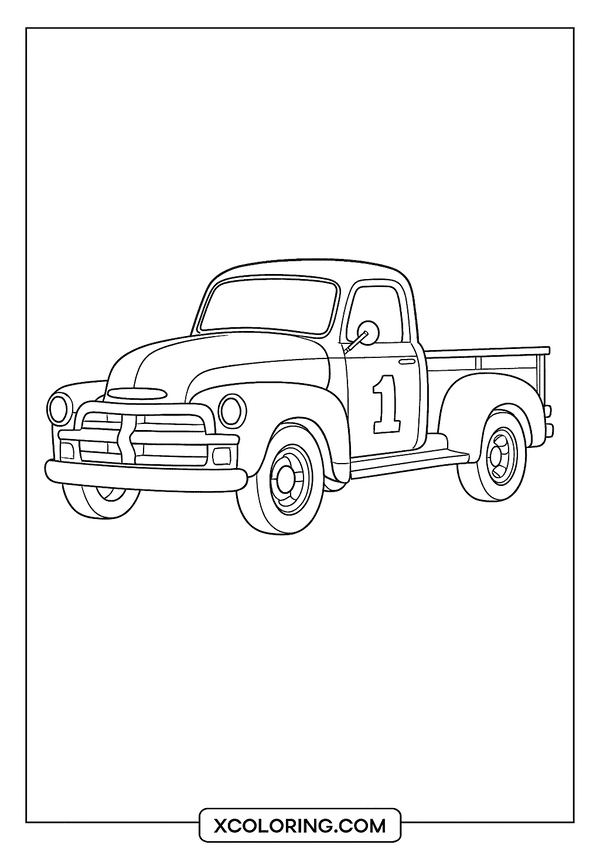 Vintage Truck Line Drawing coloring page