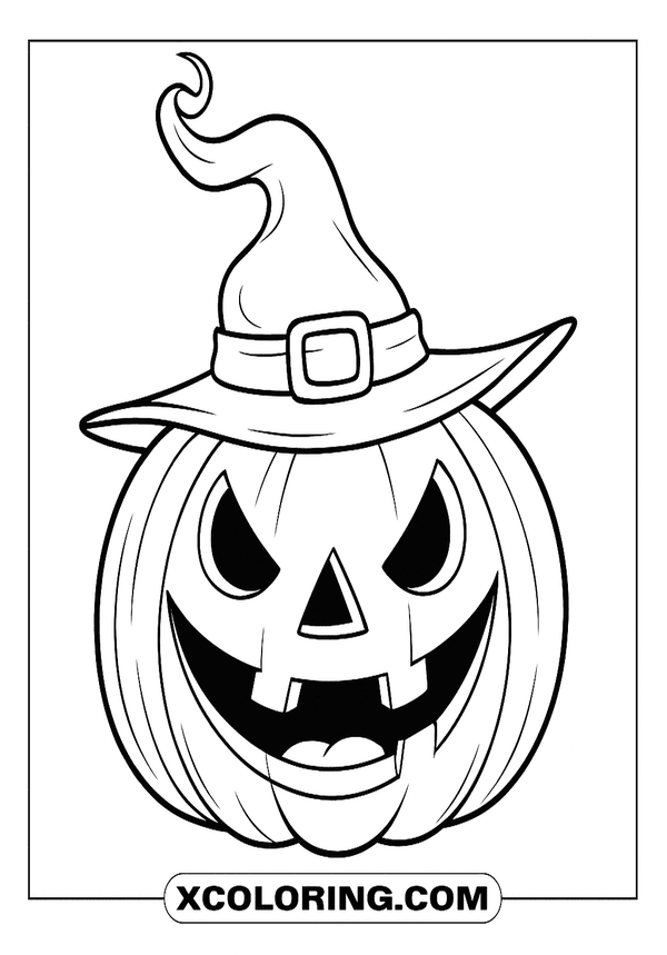 Witch Hat Pumpkin Face coloring sheet