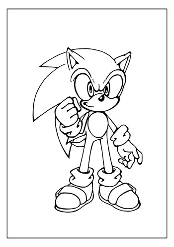Sonic the Hedgehog ready for action, clenching his fist.