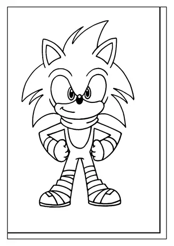 A smiling Sonic with his hands on his hips.