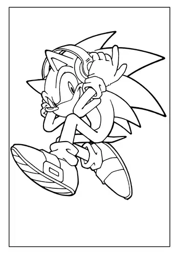 A cool Sonic the Hedgehog listening to music on headphones.