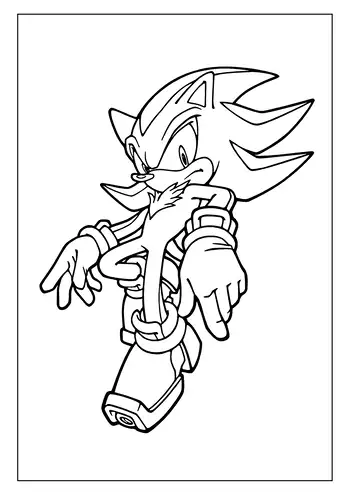 Shadow the Hedgehog looking down with a scowl.