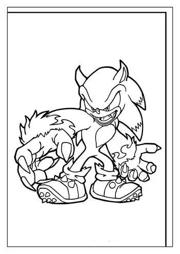 A fierce Sonic the Werehog with a snarling expression.