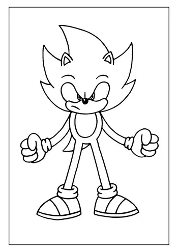 A very angry looking Sonic the Hedgehog with clenched fists.